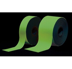 Ruban balisage photoluminescent de sécurité - 20mm x 10m - int ou ext sous abri