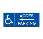 Panneau Picto Direction vers parking PMR, flèche à gauche