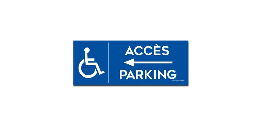 Panneau Picto Direction vers parking PMR, flèche à gauche