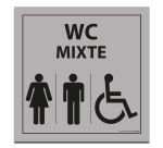 Panneau WC Mixte Femme Homme PMR - Gris