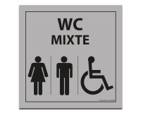 Panneau WC Mixte Femme Homme PMR - Gris