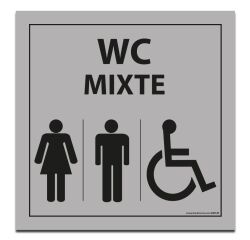 Panneau WC Mixte Femme Homme PMR - Gris