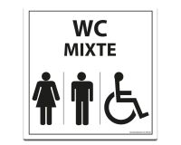 Panneau WC Mixte Femme Homme PMR - Blanc