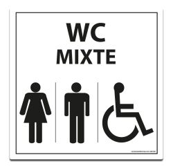 Panneau WC Mixte Femme Homme PMR - Blanc
