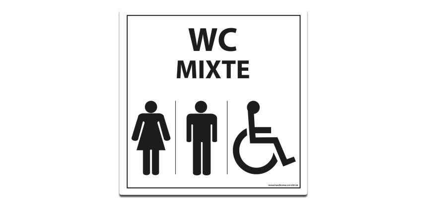 Panneau WC Mixte Femme Homme PMR - Blanc