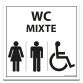 Panneau Signalisation - WC Mixte Femme Homme PMR - Blanc