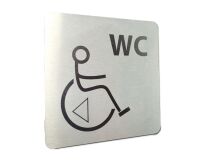 Pictogramme en aluminium brossé WC /PMR transfert gauche