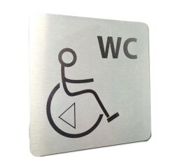 Pictogramme en aluminium brossé WC /PMR transfert gauche
