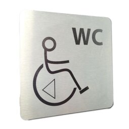 Pictogramme en aluminium brossé WC /PMR transfert gauche