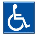 Picto autocollant PMR  pour pare brise - fond bleu - 100 x 100 mm