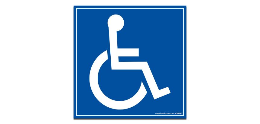 Picto autocollant PMR  pour pare brise - fond bleu - 100 x 100 mm