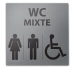 Panneau relief et braille WC MIXTE avec Picto PMR