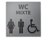 Panneau relief et braille WC MIXTE avec Picto PMR