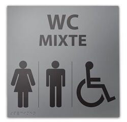 Panneau relief et braille WC MIXTE avec Picto PMR