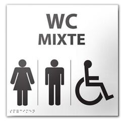 Panneau relief et braille WC MIXTE avec Picto PMR