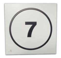 Panneau relief et braille Numéro 7 - Fond blanc