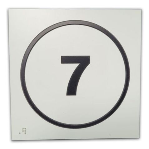 Panneau relief et braille Numéro 7 - Fond blanc