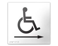 Panneau relief et braille avec Picto PMR Flèche droite