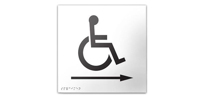Panneau relief et braille avec Picto PMR Flèche droite