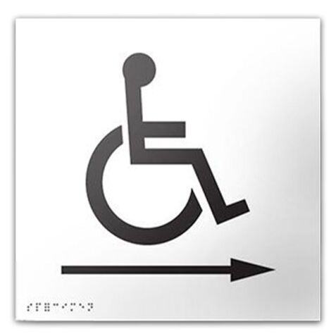 Panneau relief et braille avec Picto PMR Flèche droite