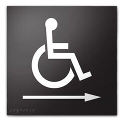 Panneau relief et braille avec Picto PMR Flèche droite