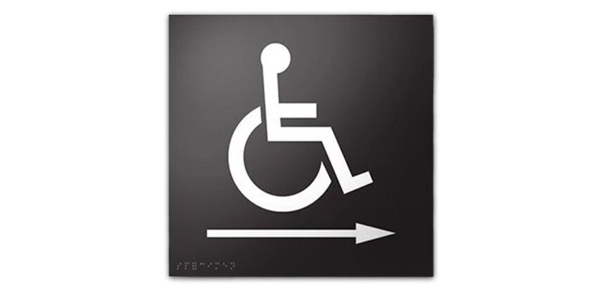 Panneau relief et braille avec Picto PMR Flèche droite