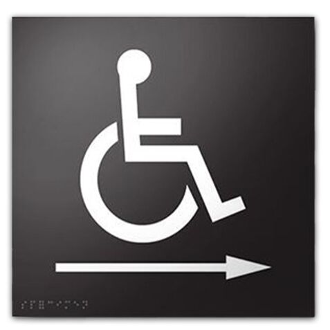 Panneau relief et braille avec Picto PMR Flèche droite