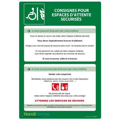 Poster - Consignes pour Espace d'Attente Sécurisé - A3 - Plastification