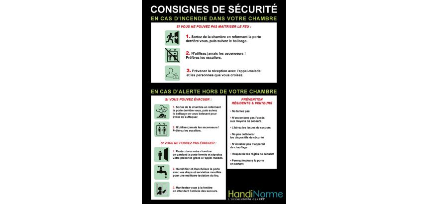 Poster Consignes Incendie pour Hôpital et Maison de Retraite A3