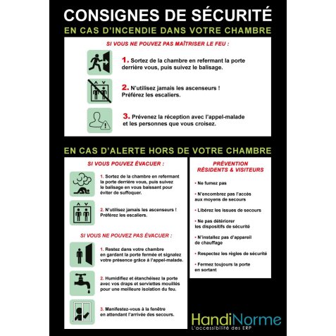 Poster Consignes Incendie pour Hôpital et Maison de Retraite A3