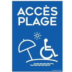Panneau Accès Plage picto PMR - 4 visuels au choix