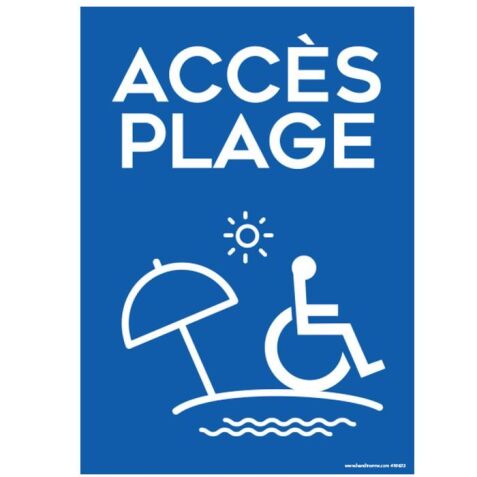 Panneau Accès Plage picto PMR - 4 visuels au choix