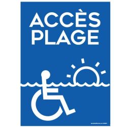 Panneau Accès Plage picto PMR - 4 visuels au choix