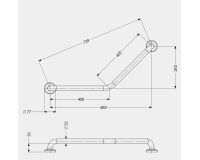 Barre d'appui coudée 135° - 2 points - Acier 400 x 400mm