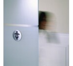 Plaque de porte - Toilettes Dames - diam : 83mm - acier