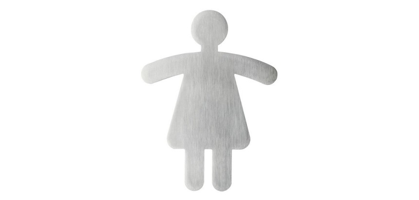 Pictogramme symbole - WC Femme - 90 x 120 mm - acier brossé