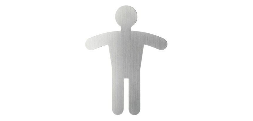Pictogramme symbole - WC Homme - 90 x 120 mm - acier brossé