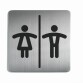 Panneau Toilettes Mixtes Homme/Femme - 150x150mm - Acier Brossé
