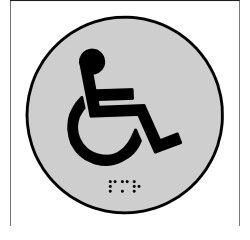 Plaque en relief et braille toilettes PMR  - diam 10cm