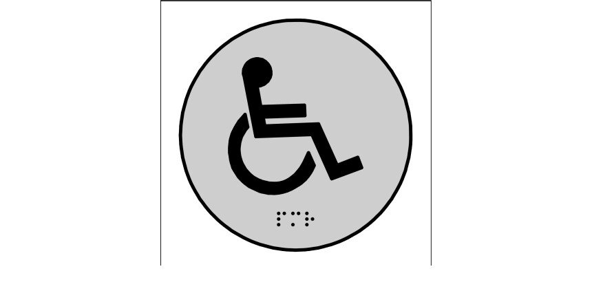 Plaque en relief et braille toilettes PMR  - diam 10cm