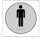 Plaque en relief et braille toilettes Hommes - diam 10cm