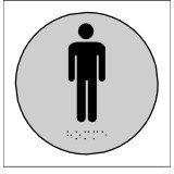 Plaque en relief et braille toilettes Hommes - diam 10cm