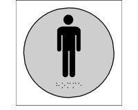 Plaque en relief et braille toilettes Hommes - diam 10cm