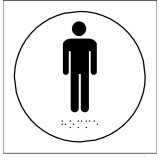 Plaque en relief et braille toilettes Hommes - diam 10cm