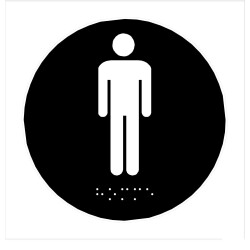 Plaque en relief et braille toilettes Hommes - diam 10cm
