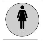 Plaque en relief et braille toilettes Femmes - diam 10cm