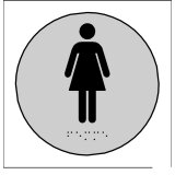 Plaque en relief et braille toilettes Femmes - diam 10cm