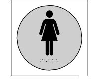 Plaque en relief et braille toilettes Femmes - diam 10cm