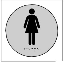 Plaque en relief et braille toilettes Femmes - diam 10cm