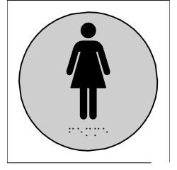 Plaque en relief et braille toilettes Femmes - diam 10cm